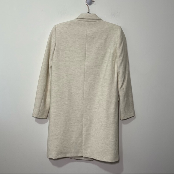 Zara women's cream double breasted above knee ribbed crinkle blazer in size S - Picture 7 of 8